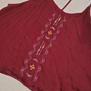 Harlow Dark Red Crop Top with Embroidered Details